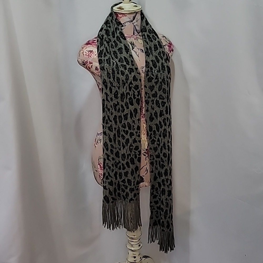 FREE with Purchase CEJON Leopard Metallic Thread Scarf